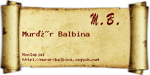 Murár Balbina névjegykártya